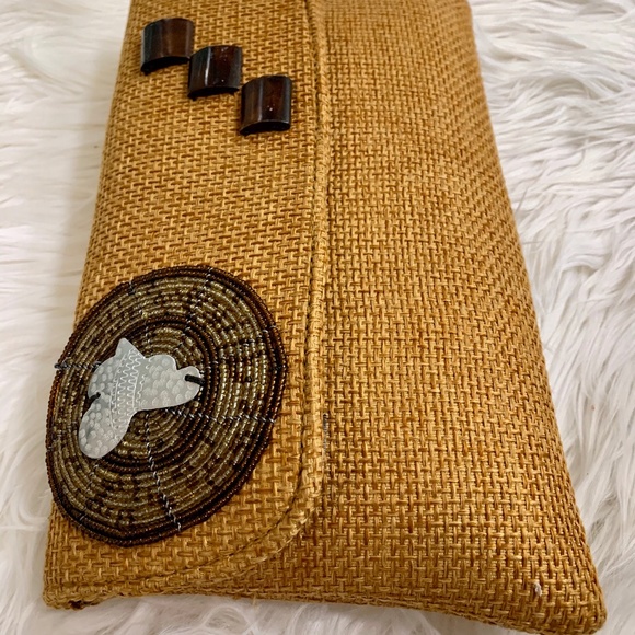 Mustard Yellow Canvas Clutch from Uganda - Picture 2 of 4